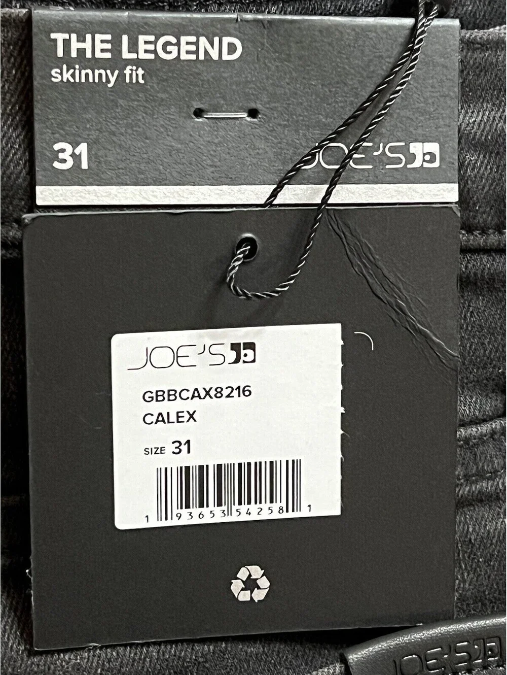 Joe’s Jeans Mens The Legend Skinny Distressed Denim Jeans Black Size 31x32